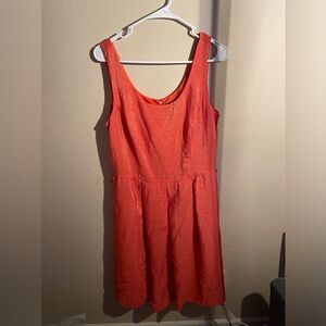Chaps Dark Coral Fitted Summer Dress missing Strap Belt Sleeveless Dress Sz 12